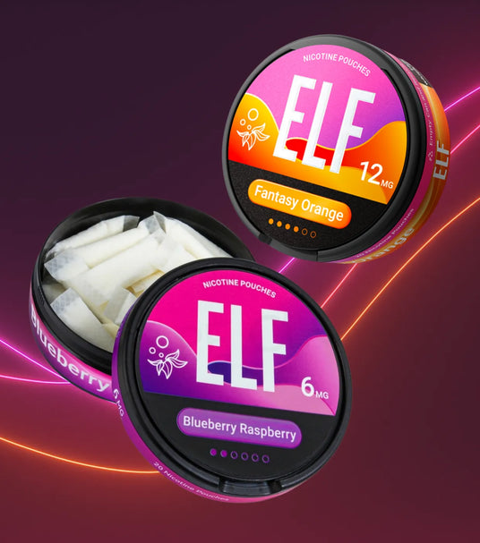 ELF Blueberry Raspberry and Fantasy Orange Nicotine Pouches