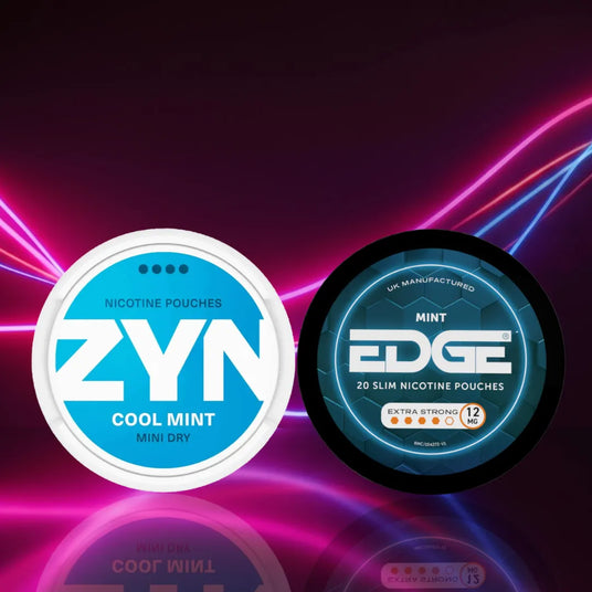 ZYN vs EDGE Showcase Image - Cool Mint vs Mint Nic Pouches