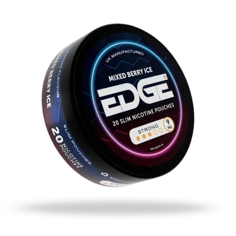 Container of Edge Mixed Berry Ice nicotine pouches on a white background
