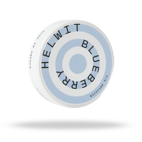 Jar of Helwit Blueberry nicotine product on a white background