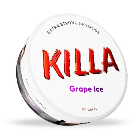 Killa Grape Ice nicotine pouch packaging on a white background