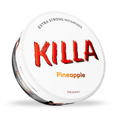 Killa Extra Strong Nicopods container with 'Pineapple' flavour on a white background