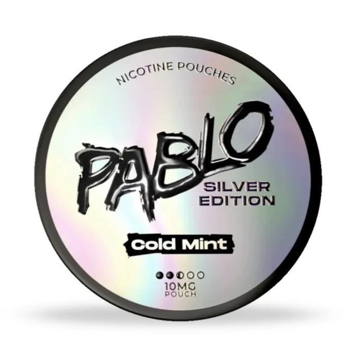 Pablo Nicotine Pouches Silver Edition Cold Mint packaging on a white background