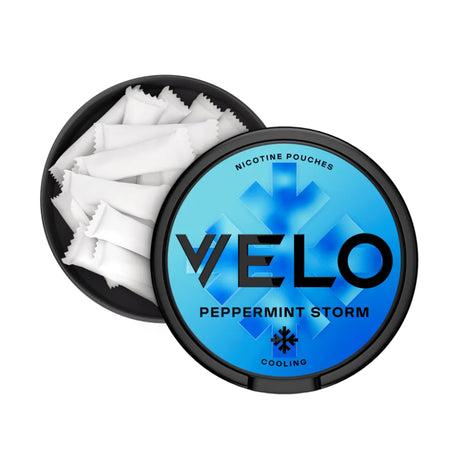 VELO Peppermint Storm Nicotine Pouches - Open Can