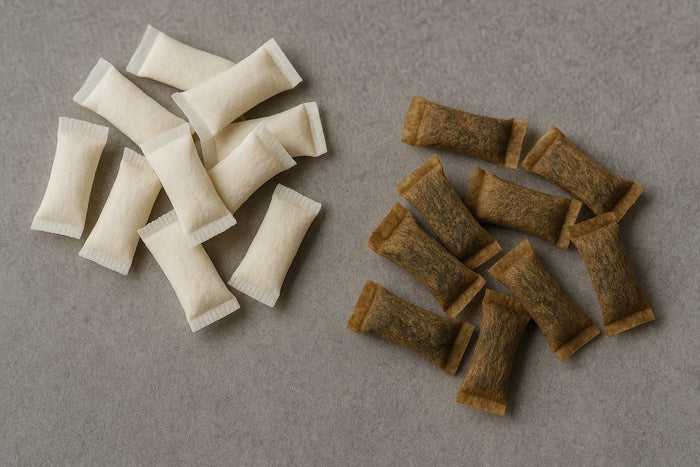 Nicotine Pouched and Snus on a plain background